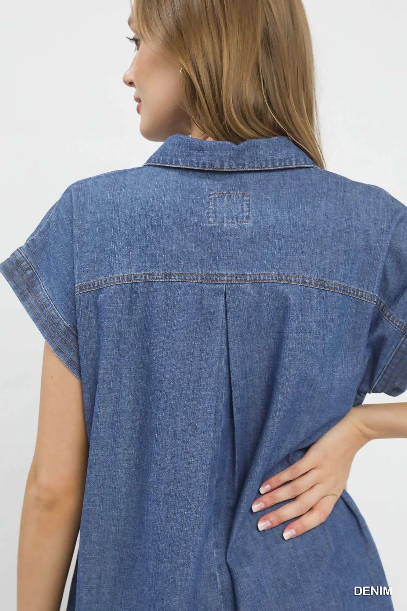 Denim Collared Midi Dress