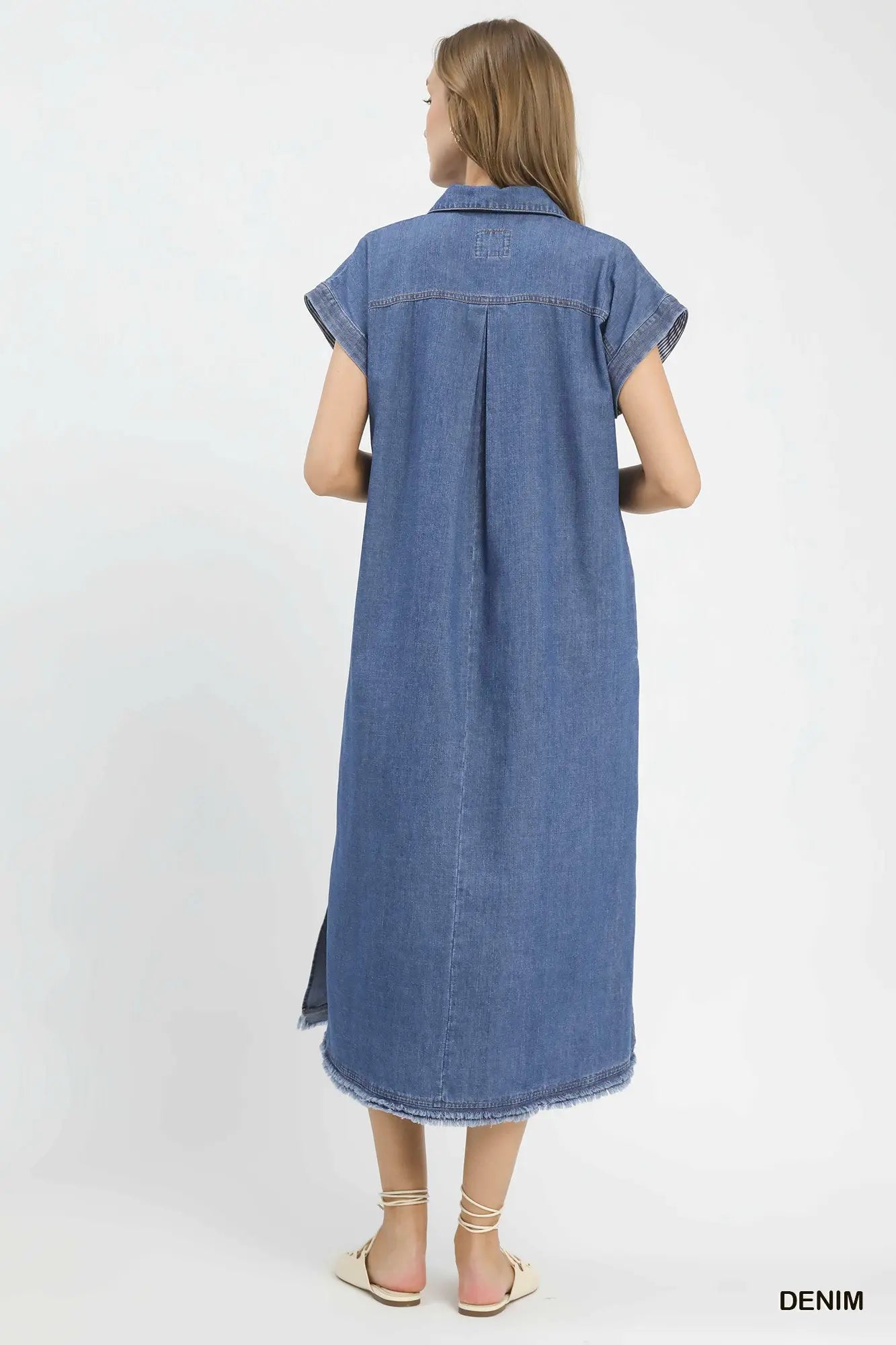 Denim Collared Midi Dress
