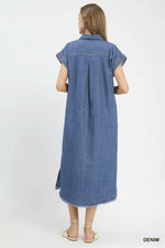Denim Collared Midi Dress