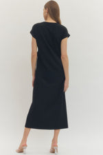 Cap Sleeve Knotted Waist Dress