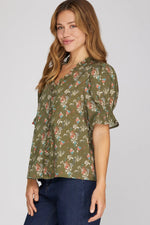 Fall Floral Short Sleeve Top