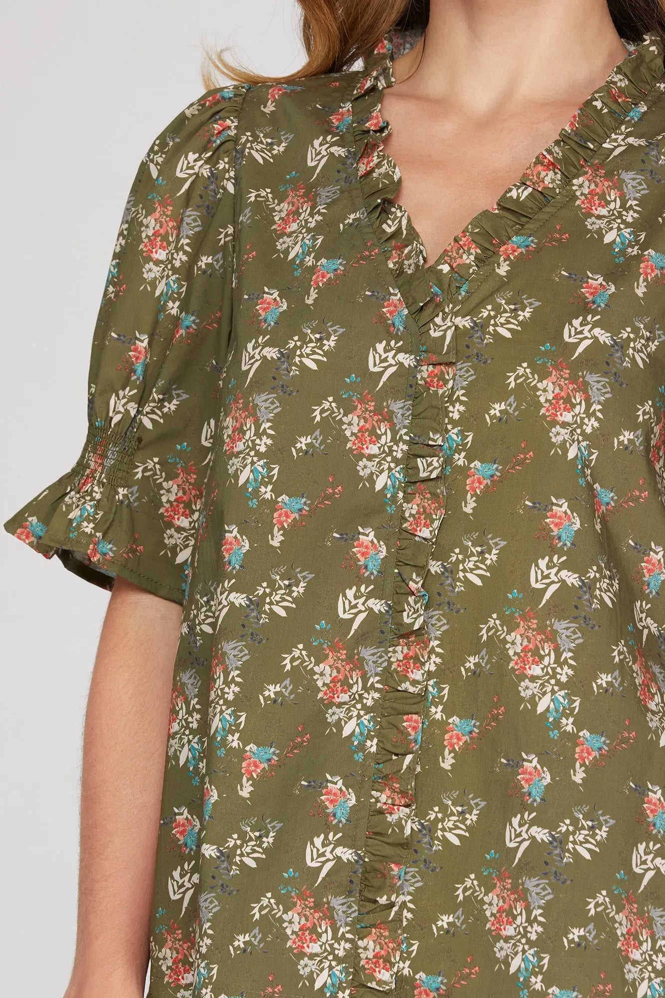 Fall Floral Short Sleeve Top