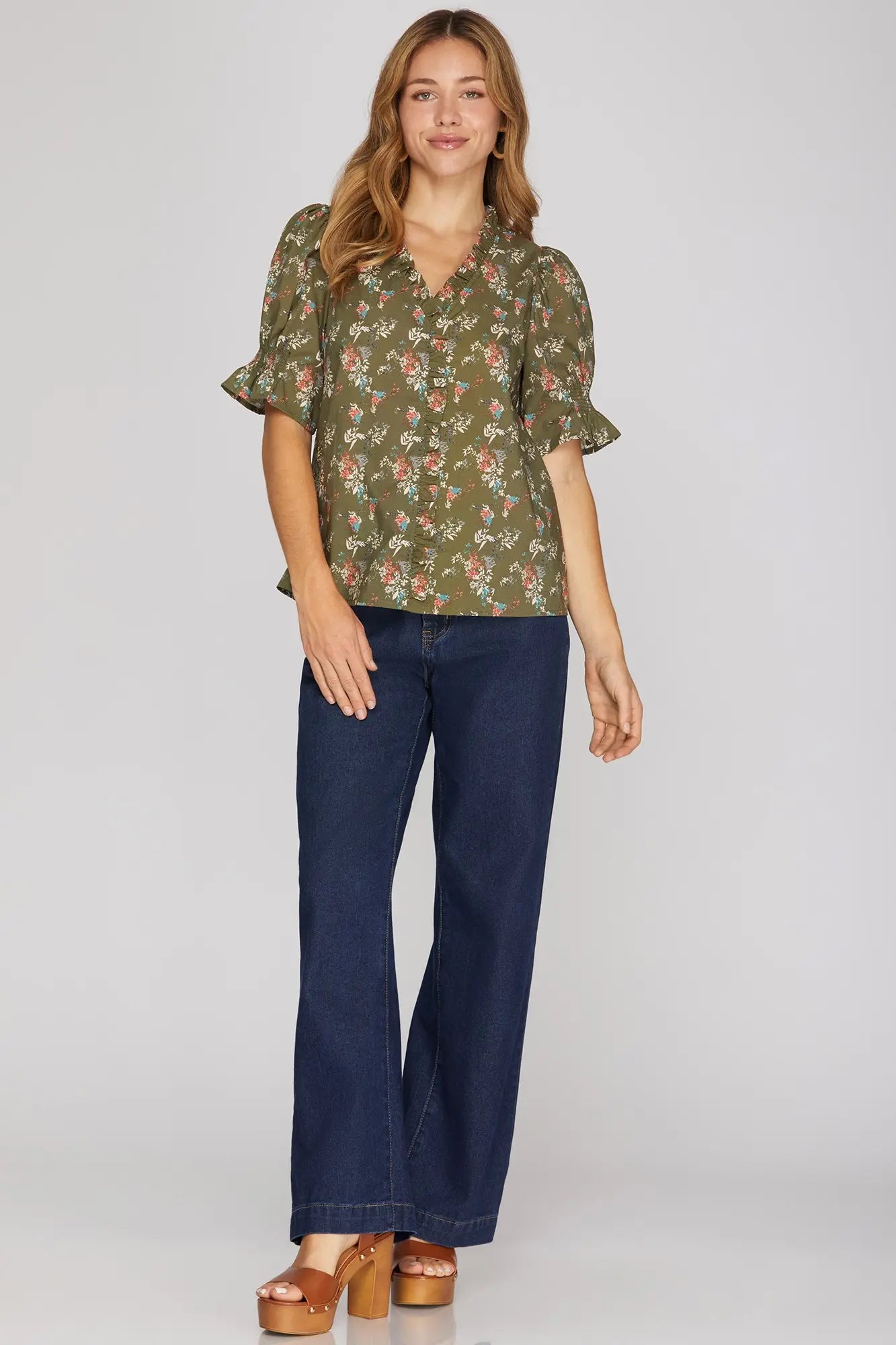 Fall Floral Short Sleeve Top