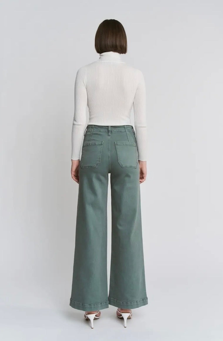 Lauren Wide Leg Mica Jean- Cilantro