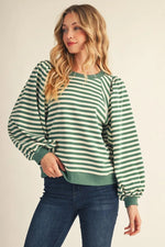 Hunter Green Stripe Sweatshirt