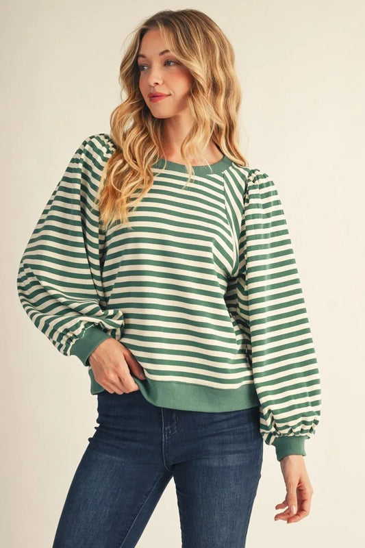 Hunter Green Stripe Sweatshirt