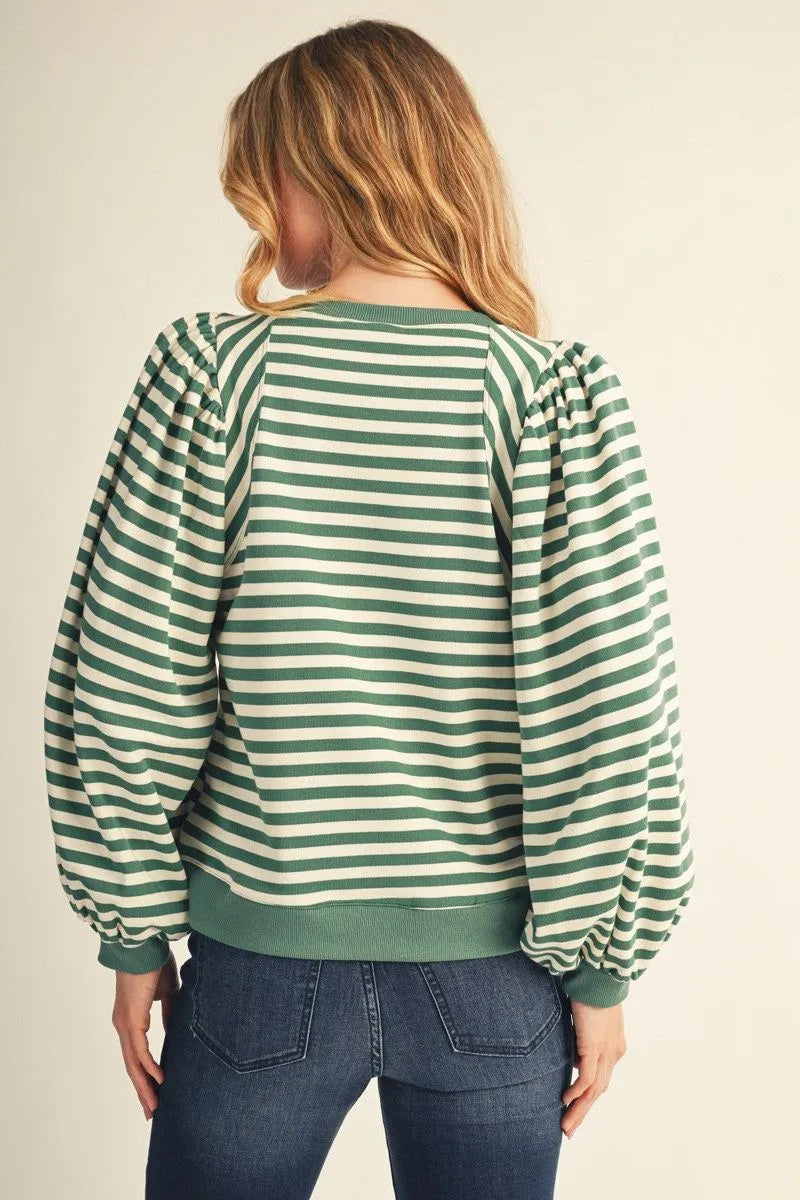 Hunter Green Stripe Sweatshirt