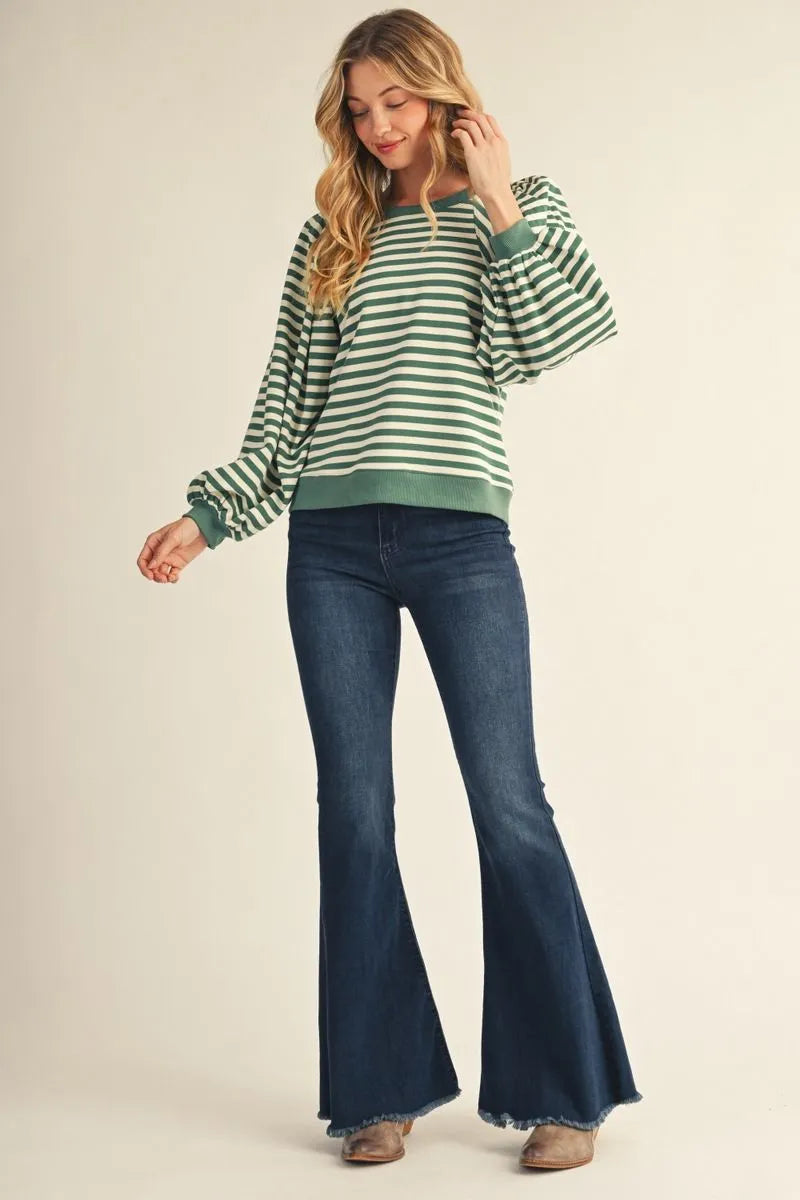 Hunter Green Stripe Sweatshirt