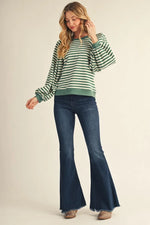 Hunter Green Stripe Sweatshirt