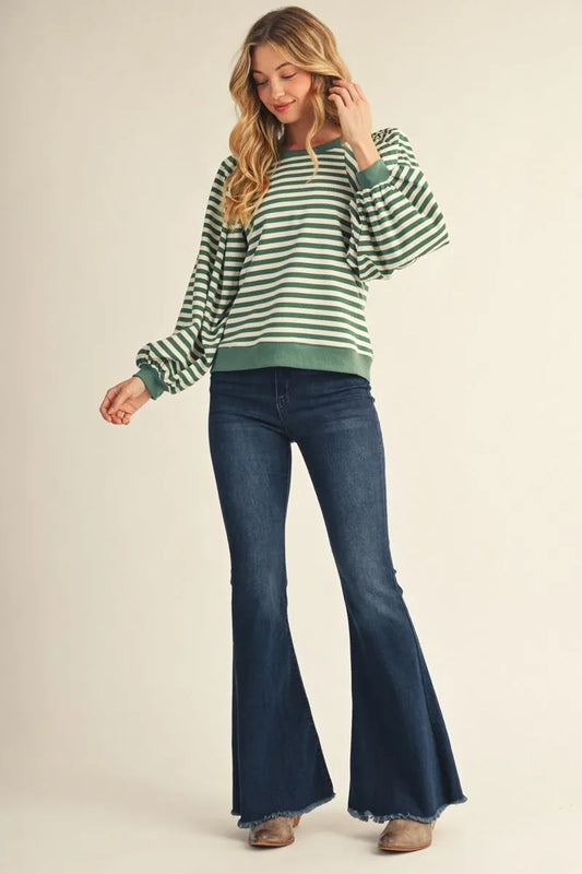 Hunter Green Stripe Sweatshirt