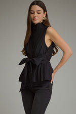 Black Bow Tie Sleeve Tops