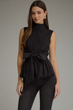 Black Bow Tie Sleeve Tops