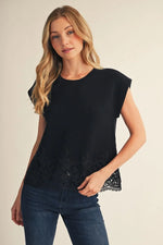 Lace Hem Detail: Black Sweater