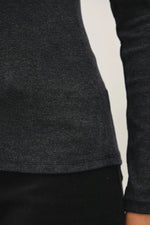 Classic Ribbed Scoop Neck: Charcoal