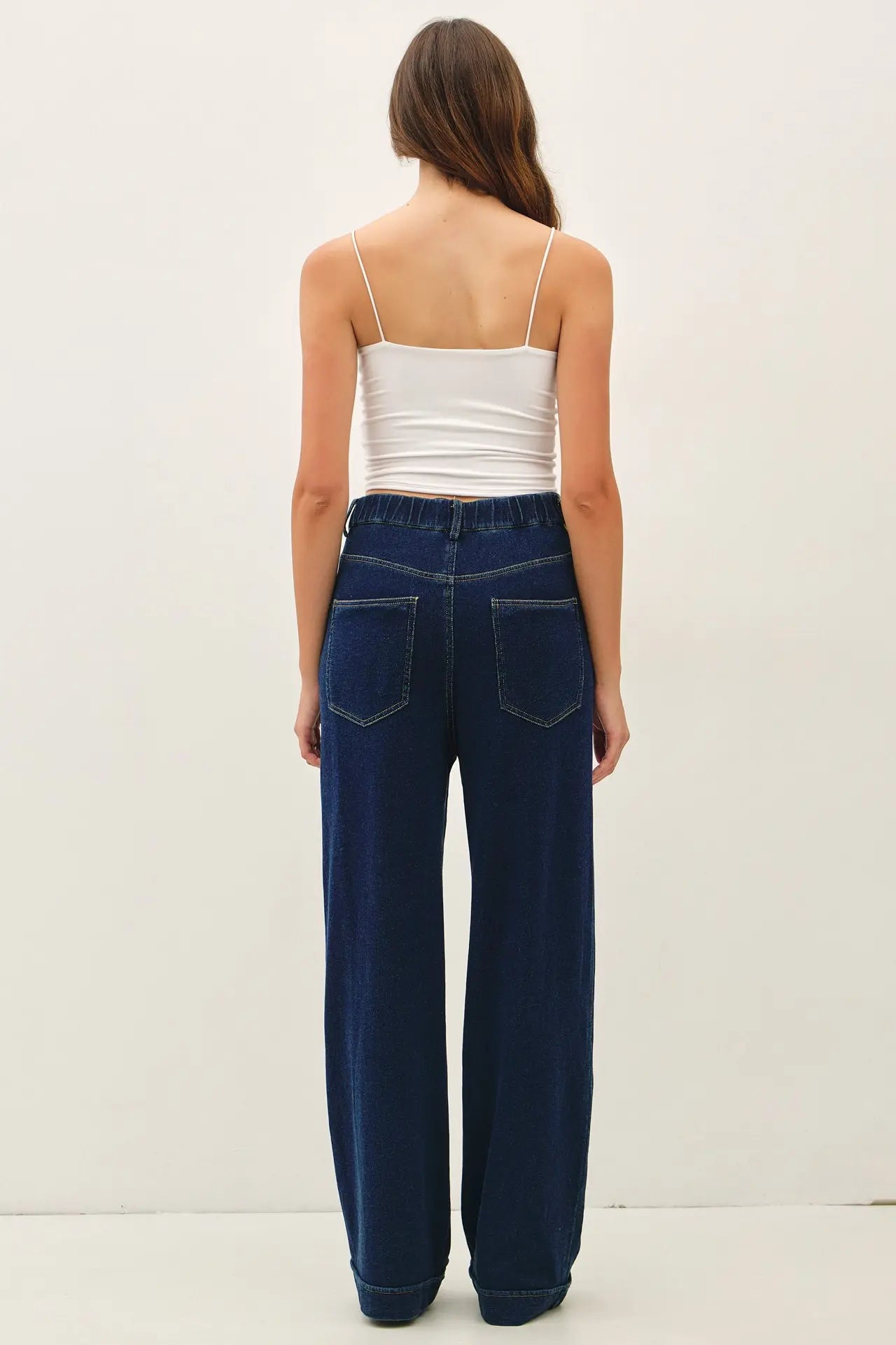 Wide Leg Pintuck Jean: Dark Denim