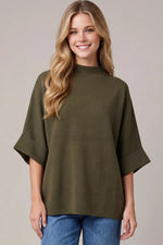Mock Neck Sweater: Olive