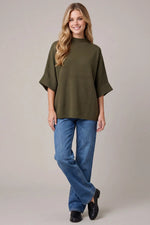 Mock Neck Sweater: Olive