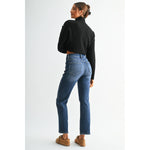 Tara-HR Straight Ankle Jean: Dark Tealish