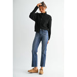 Tara-HR Straight Ankle Jean: Dark Tealish