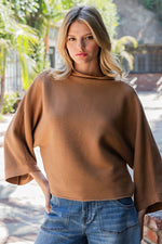 Mock Neck Ribbed Sweater