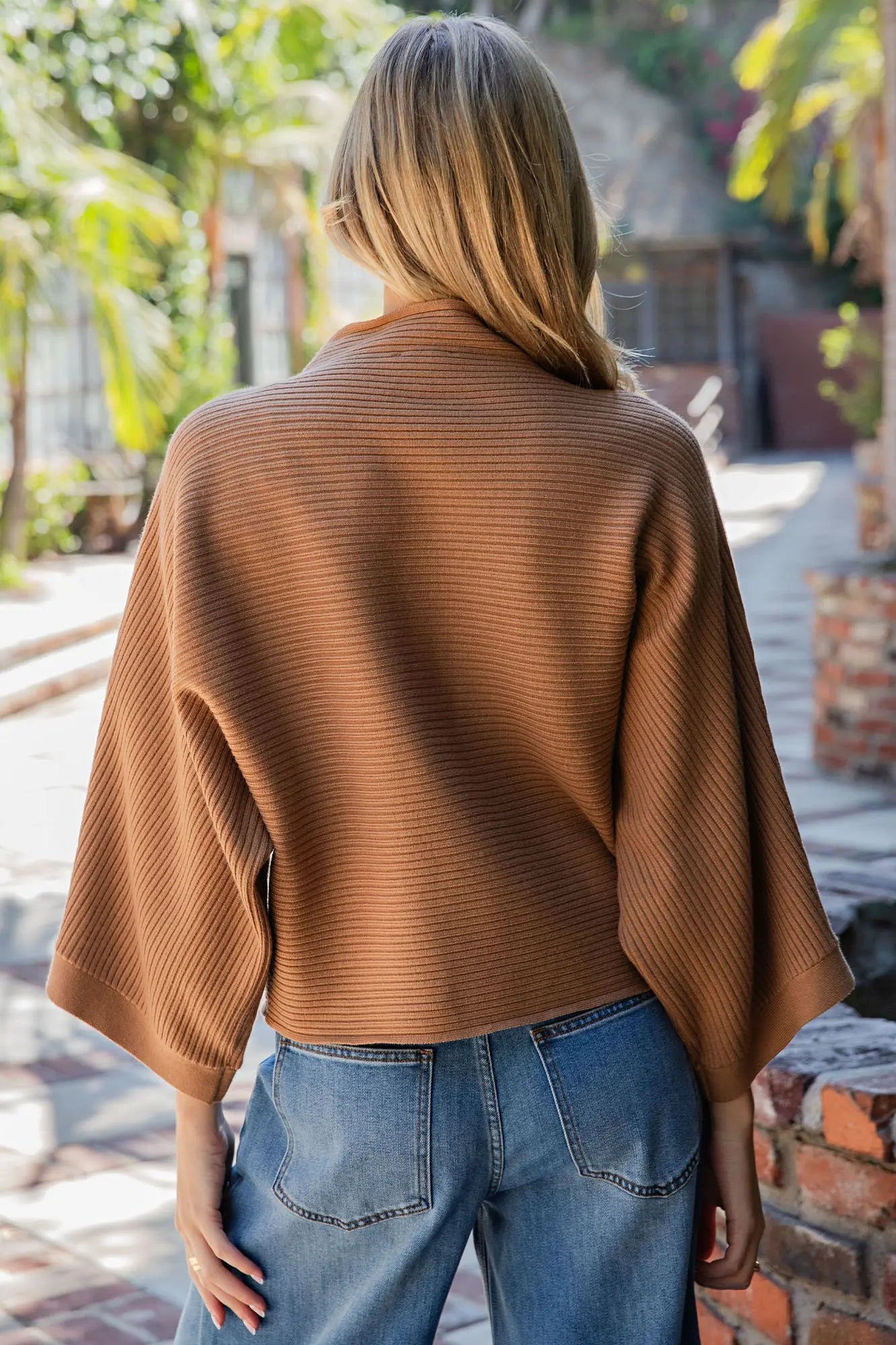 Mock Neck Ribbed Sweater