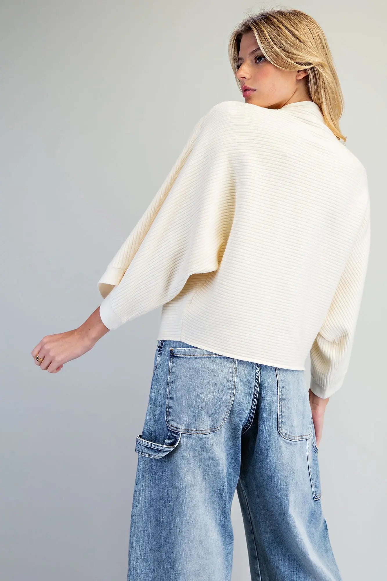 Mock Neck Ribbed Sweater
