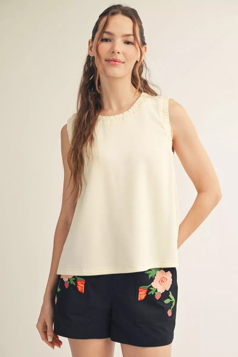 Basic Tank With Ruffle Trim
