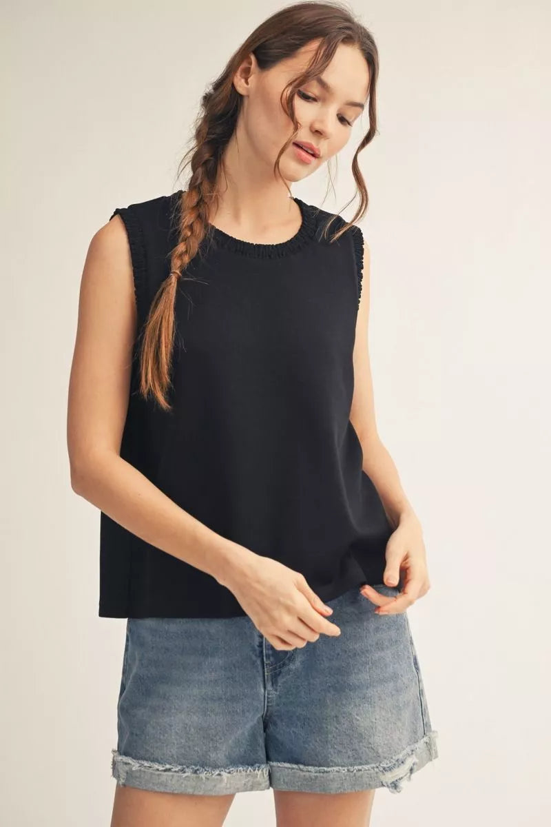 Basic Tank With Ruffle Trim
