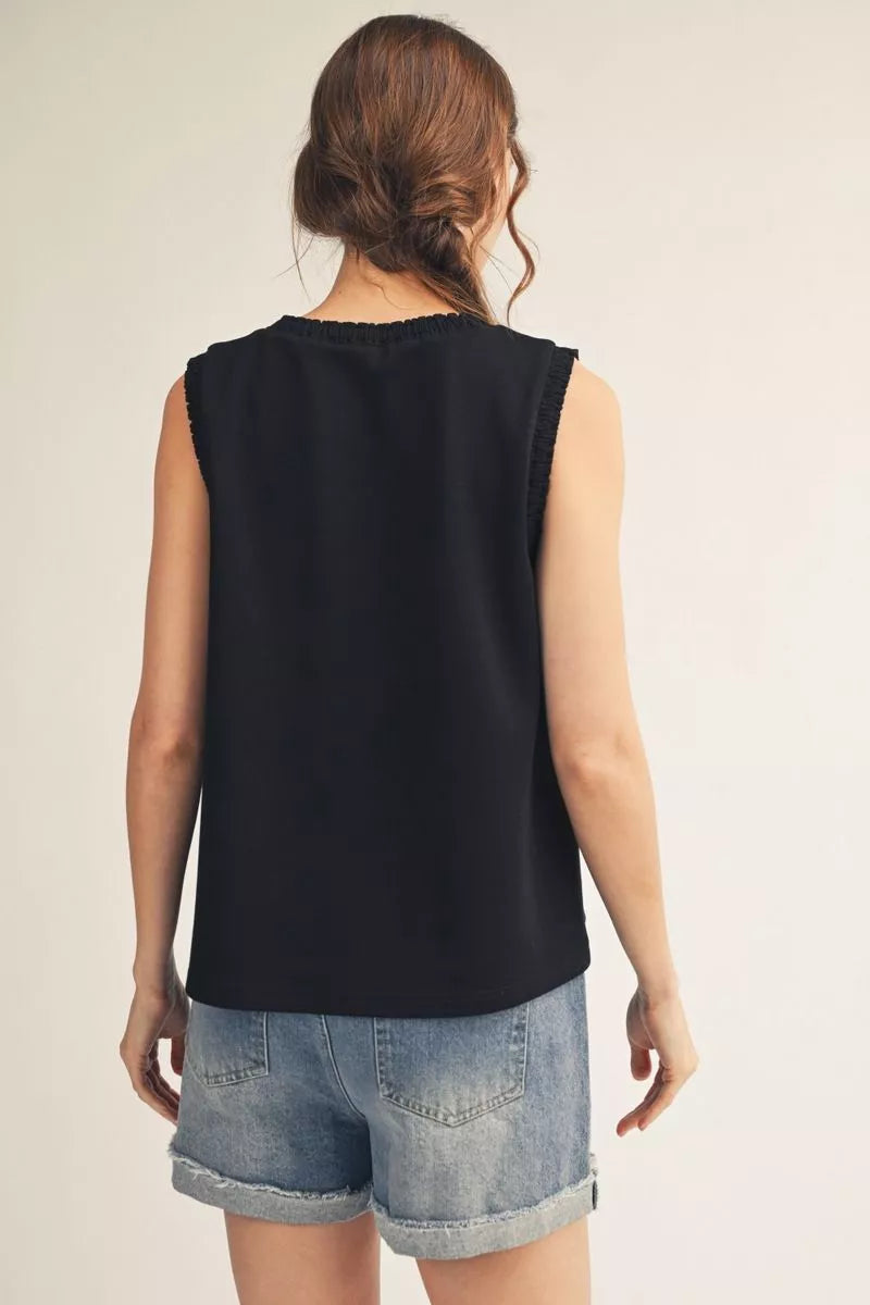Basic Tank With Ruffle Trim