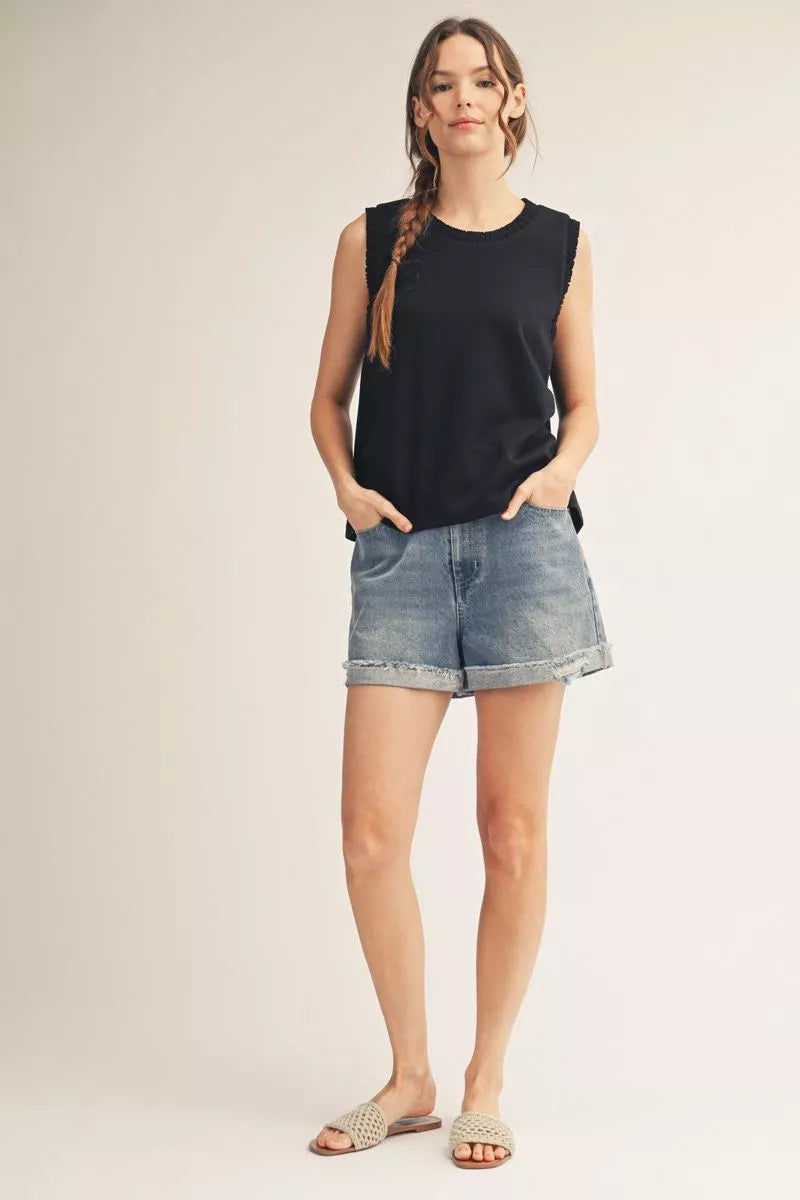 Basic Tank With Ruffle Trim