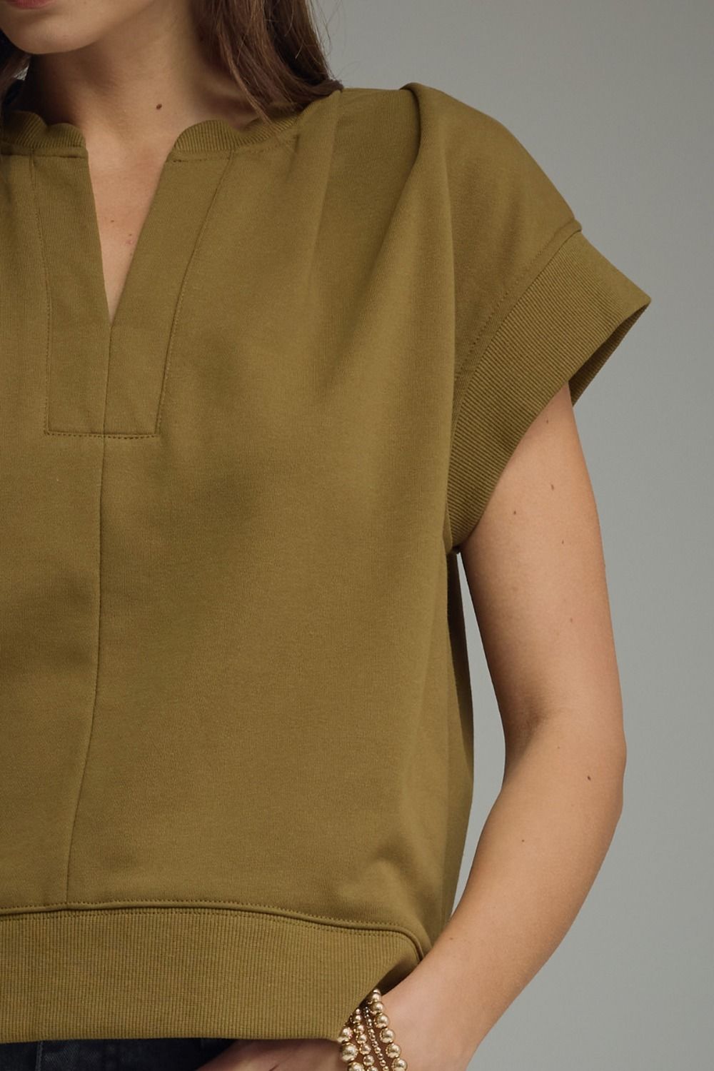 Olive Martini Cap Sleeve Top