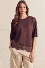 Slanted Hem Top with Lace