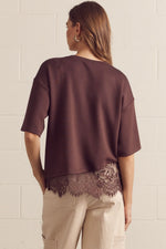 Slanted Hem Top with Lace
