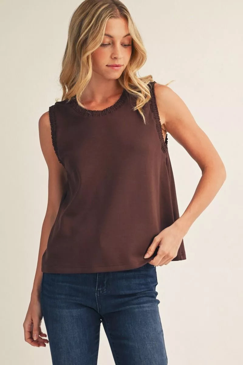 Basic Tank With Ruffle Trim