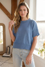 Sky Blue Drop Shoulder Sweater