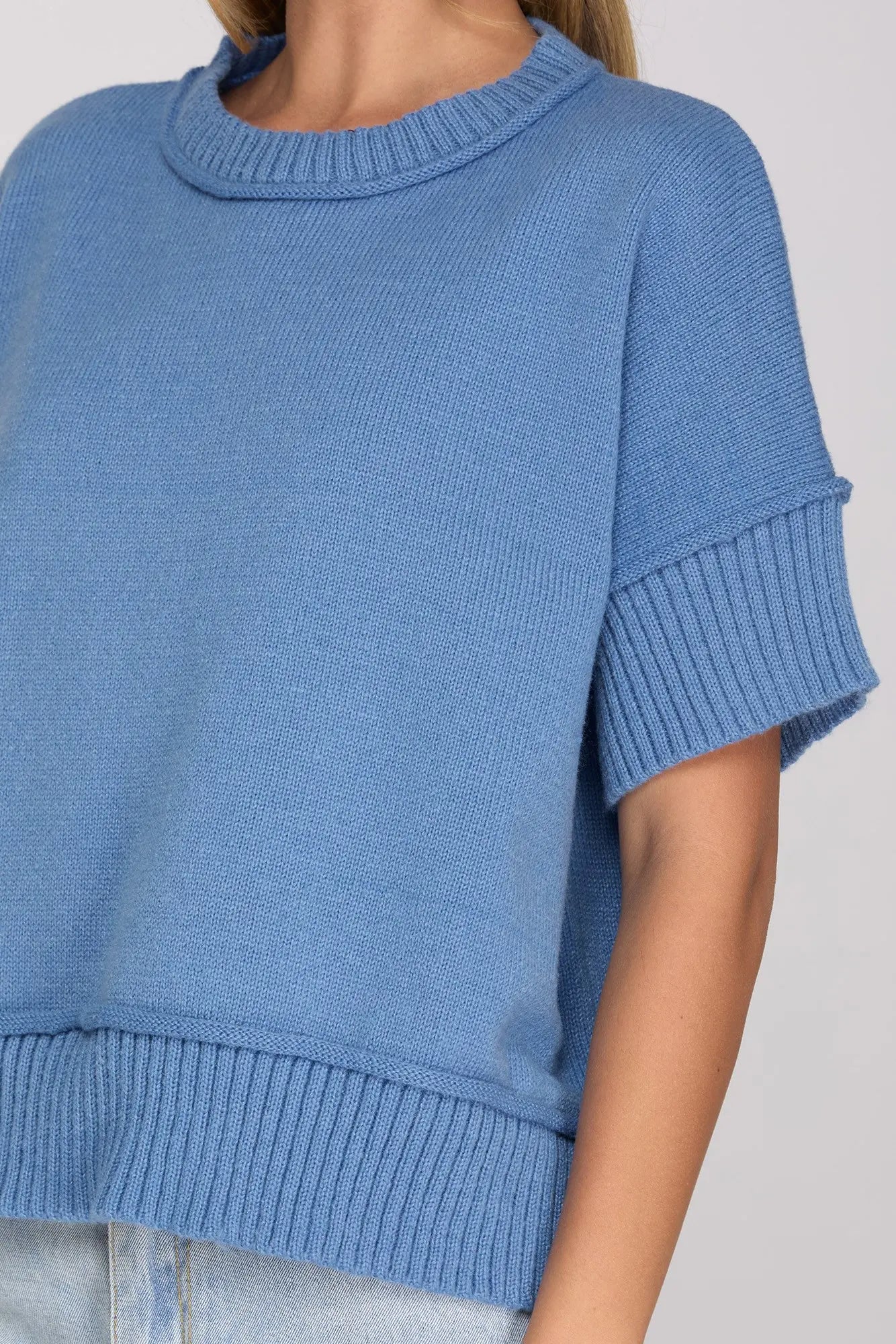 Sky Blue Drop Shoulder Sweater