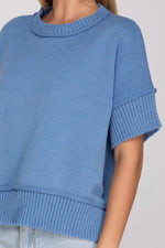 Sky Blue Drop Shoulder Sweater