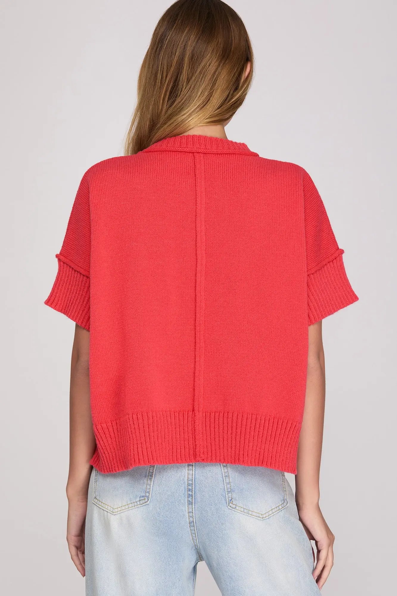 Coral Drop Shoulder Sweater