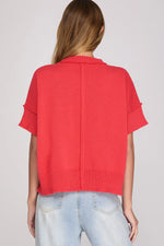 Coral Drop Shoulder Sweater