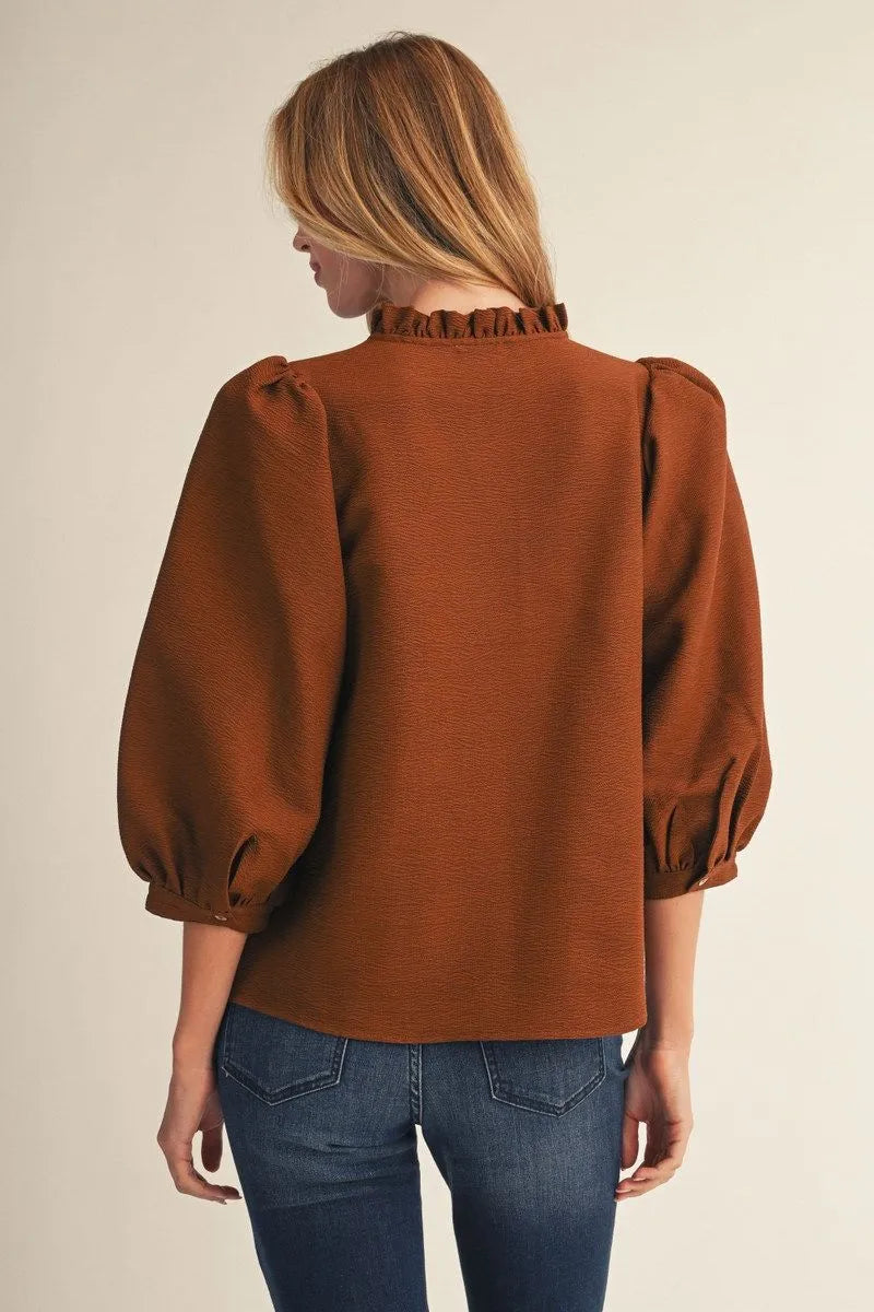 Crinkle Puff Sleeve Top