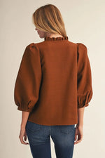 Crinkle Puff Sleeve Top