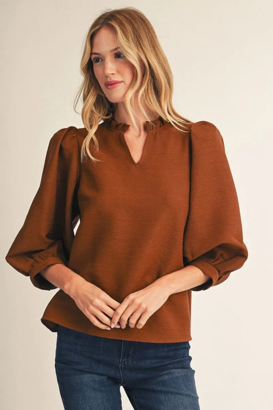 Crinkle Puff Sleeve Top