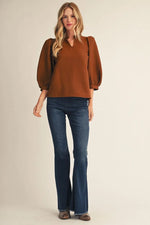 Crinkle Puff Sleeve Top