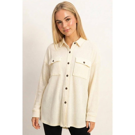 Mineral Wash Waffle Shacket