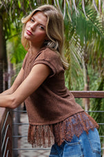 Soft Sweater with Lace Trim