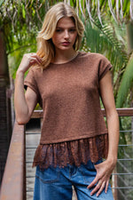 Soft Sweater with Lace Trim