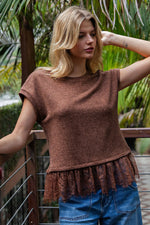 Soft Sweater with Lace Trim
