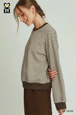 Pattern Crewneck in Dark Olive
