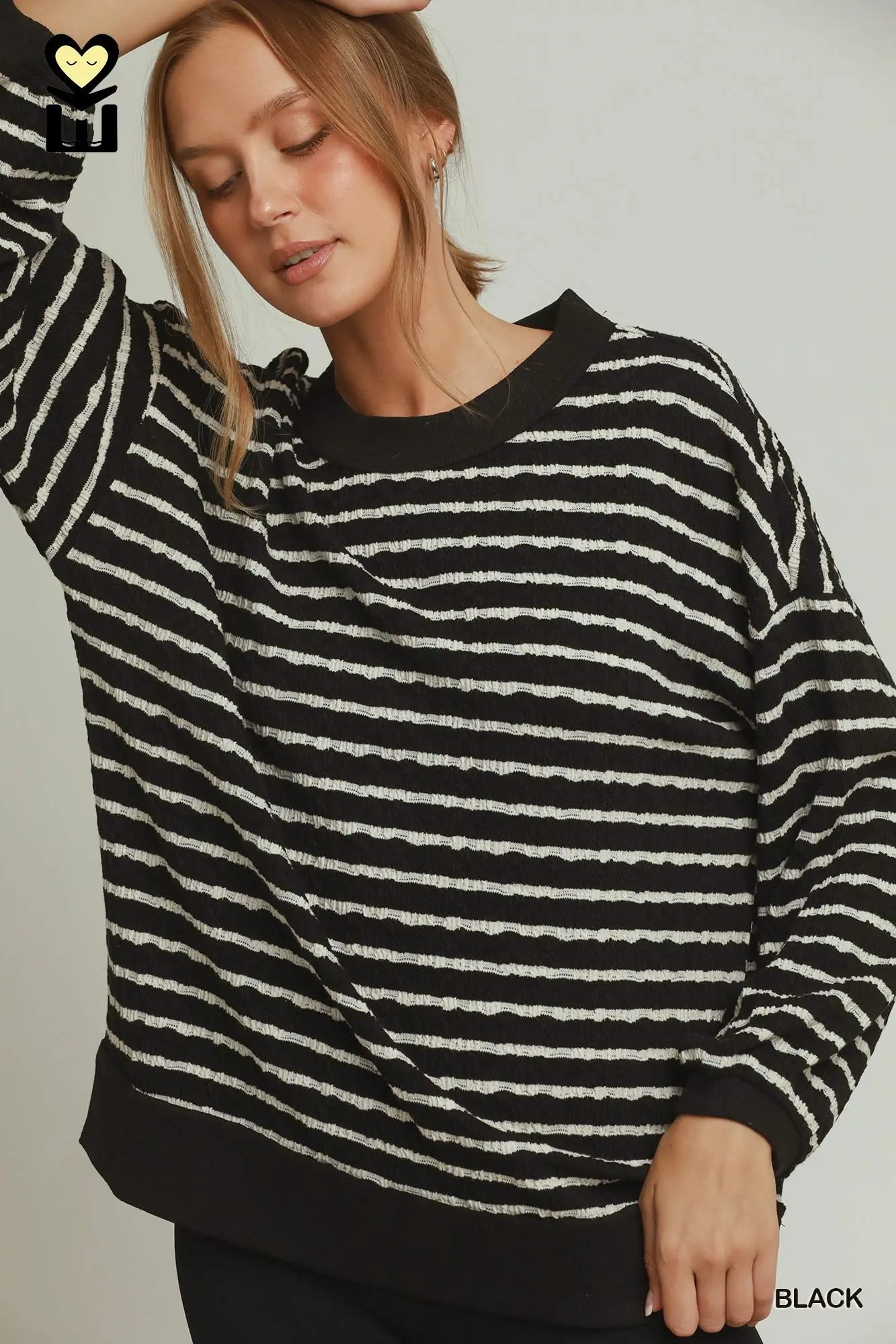 Black & White Stripe Texture Long Sleeve
