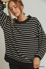 Black & White Stripe Texture Long Sleeve